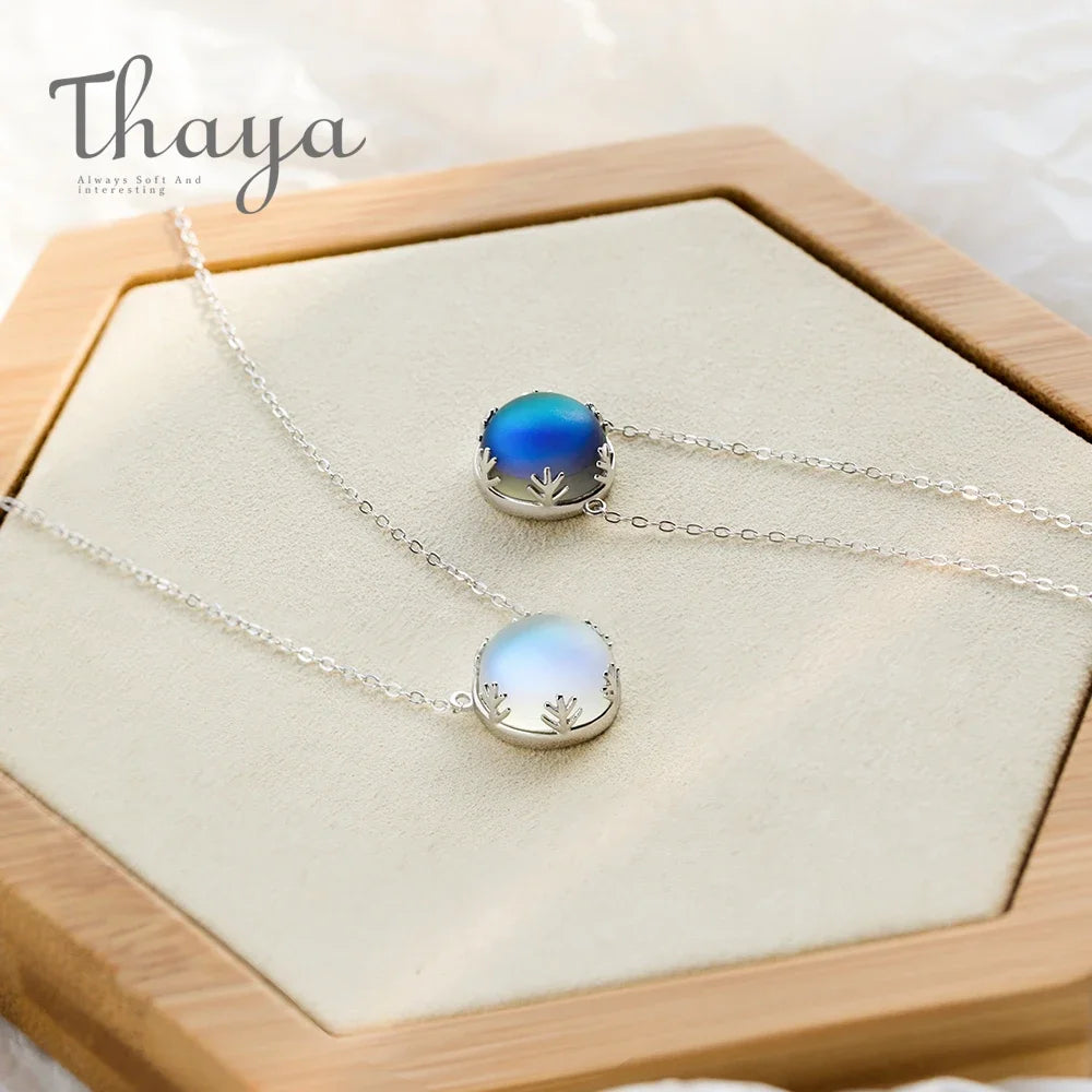 Thaya 55cm Aurora Pendant Necklace Fashion Crystal Chorker Gemstone S925 Silver Necklace for Women Elegant Jewelry for Party