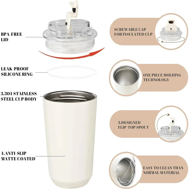 SMEG 240ML 5Colors Coffee Beverage Cup Travel Portable Drinking Cup Stainless Steel Vacuum Leak proof Coffee Thermos