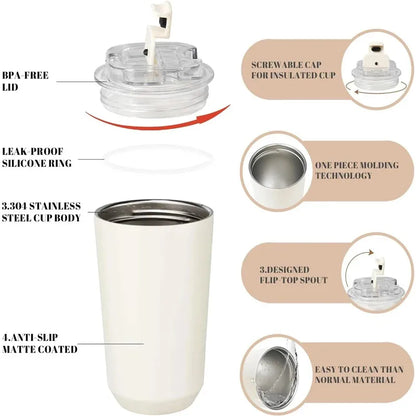 SMEG 240ML 5Colors Coffee Beverage Cup Travel Portable Drinking Cup Stainless Steel Vacuum Leak proof Coffee Thermos