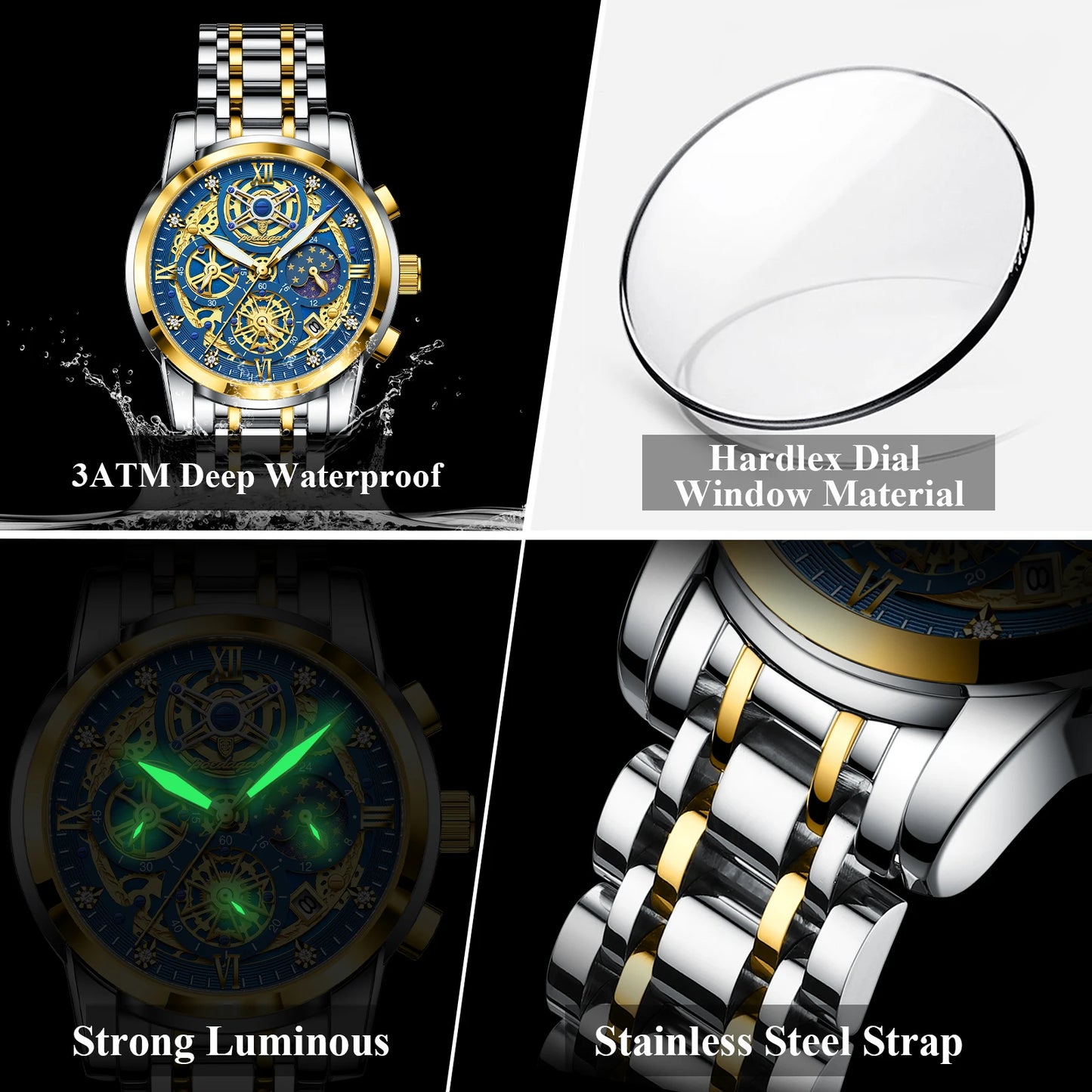 POEDAGAR Luxury High Quality Man Watch Waterproof Luminous Chronograph Date Men Watch Stainless Steel Quartz Men's Watches Reloj