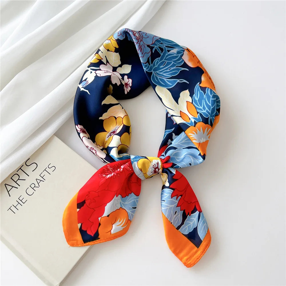 2021 Sweet Hearts Printed Square Scarf Women Bandana Hairband Lady Head Wraps Female Shawl Fashion Neckerchief