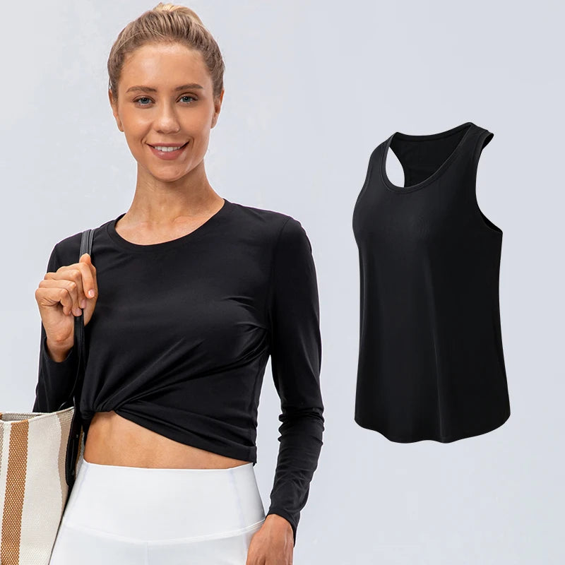 Women Sport tank Tops Loose Yoga Tops Quick Dry Workout Sport Tops For Women Fitness Sport Yoga Shirt