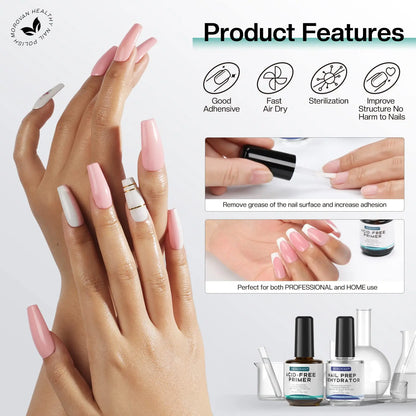 Morovan Natural Nail Dehydrator and Acid-Free Primer Nail Dehydrator for Acrylic and Gel Nail Polish Nail Primer for U V Gel