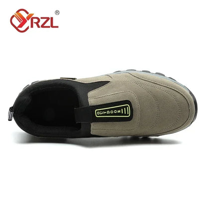 YRZL Outdoor Hiking Shoes Men Sneakers Slip on Casual Men Shoes Breathable Suede Leather Shoe Anti-skid Walking Shoes Footwear