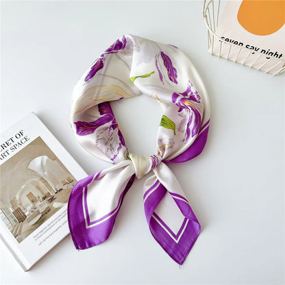 70cm Spring Summer Florals Printed Women Scarf Casual Fashion Neckerchief Shawl Wrap Square Headscarves Headware 2023 New