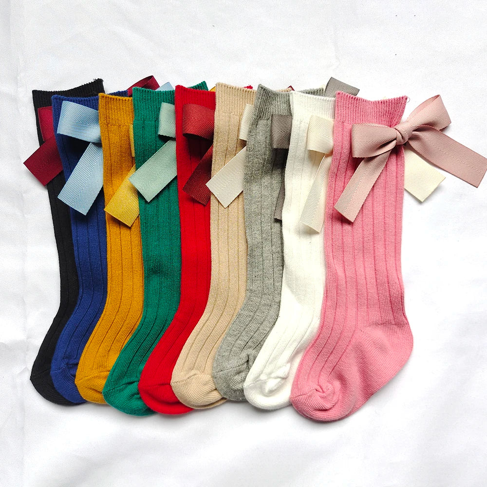 New Children's Socks Big Bows Princess Girls Knee High Sock Baby Toddler Infant Long Tube Socken Kids Leg Warm Winter