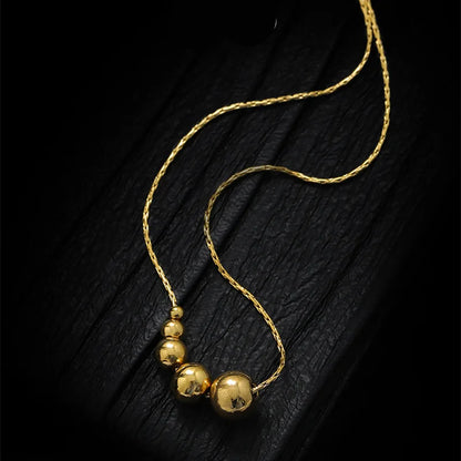 316L Stainless Steel Gold Color Ball Beads Pendant Necklace For Women Non-fading Choker Jewelry Girls Gifts Party