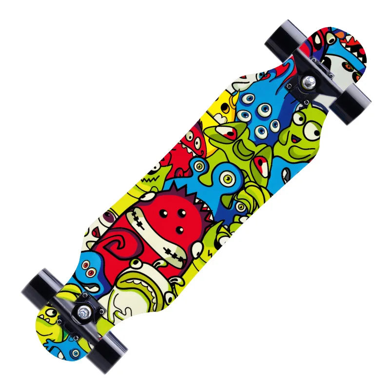 79cm/31" Beginner Skateboard Longboard Maple Flat-Plate Double Rocker Board Steel Bearing PU Wheels Children Adult Skate Board