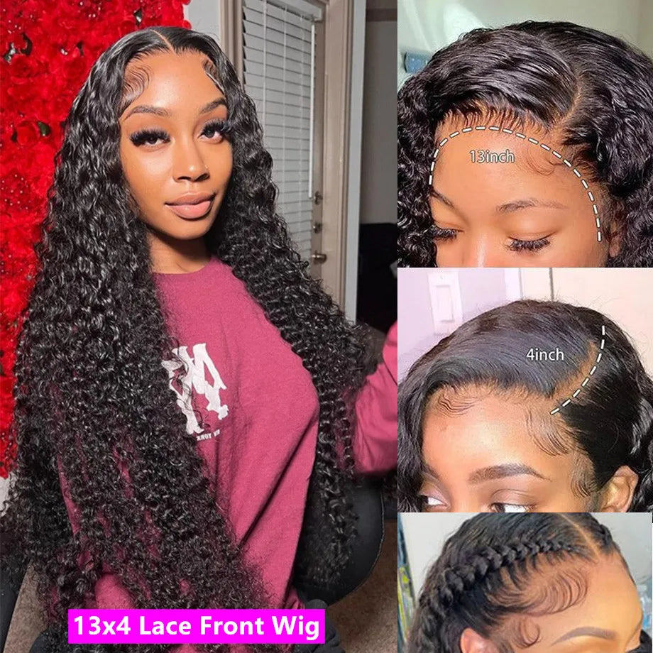 Curly Wigs 13x6 Hd Lace Frontal Wig Human Hair Loose Deep Wave Wig 30 40 Inch 13x4 Water Wave Curly Lace Front Human Hair Wig