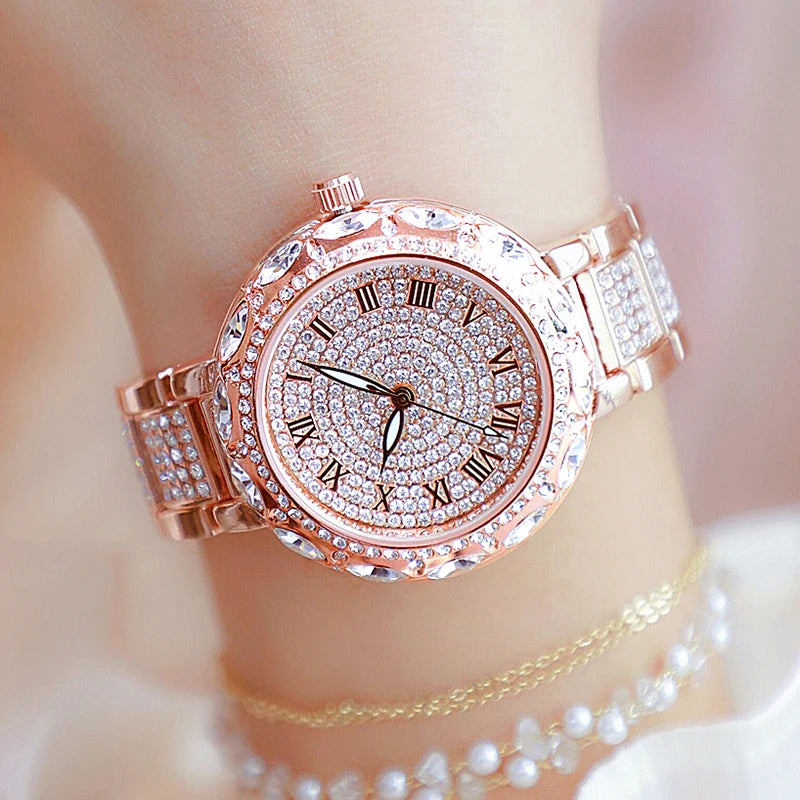 Rhinestone Women Watches Stainless Steel Crystal Ladies Quartz Watch Women Dress Clock Dropshiping montre femme