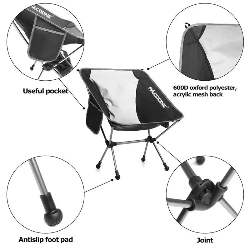 Travel Ultralight Folding Aluminum Chair Superhard High Load Outdoor Camping Portable Beach Hiking Picnic Seat Fishing Chair