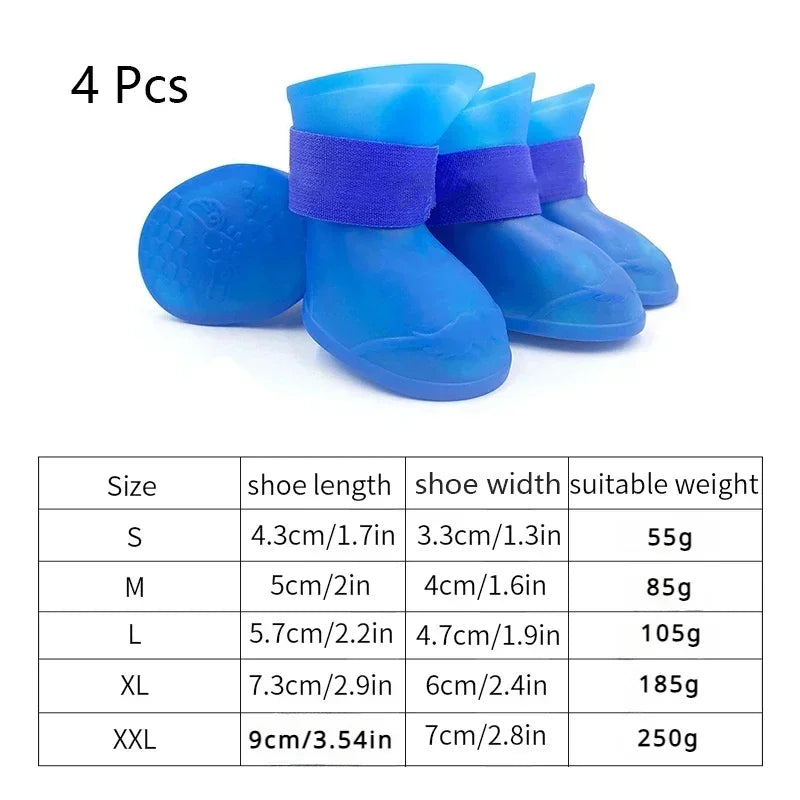 4Pcs Small Medium Large Dogs Cats Outdoor Shoe Dog Ankle Boots Pet WaterProof Rainshoe Anti-slip Rubber Boot Pet Accessories