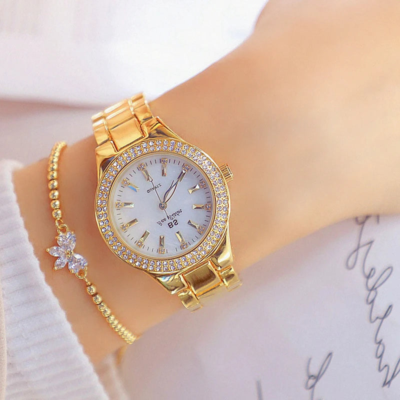 Golden Women Wrist Watches For Ladies Dress Watch Women Montre Femme Crystal Diamond Watches Stainless Steel Silver Clock