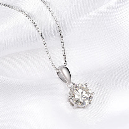 1CT 2CT D Color Moissanite Necklace Flawless Sparkly Simulated Diamond Pendant