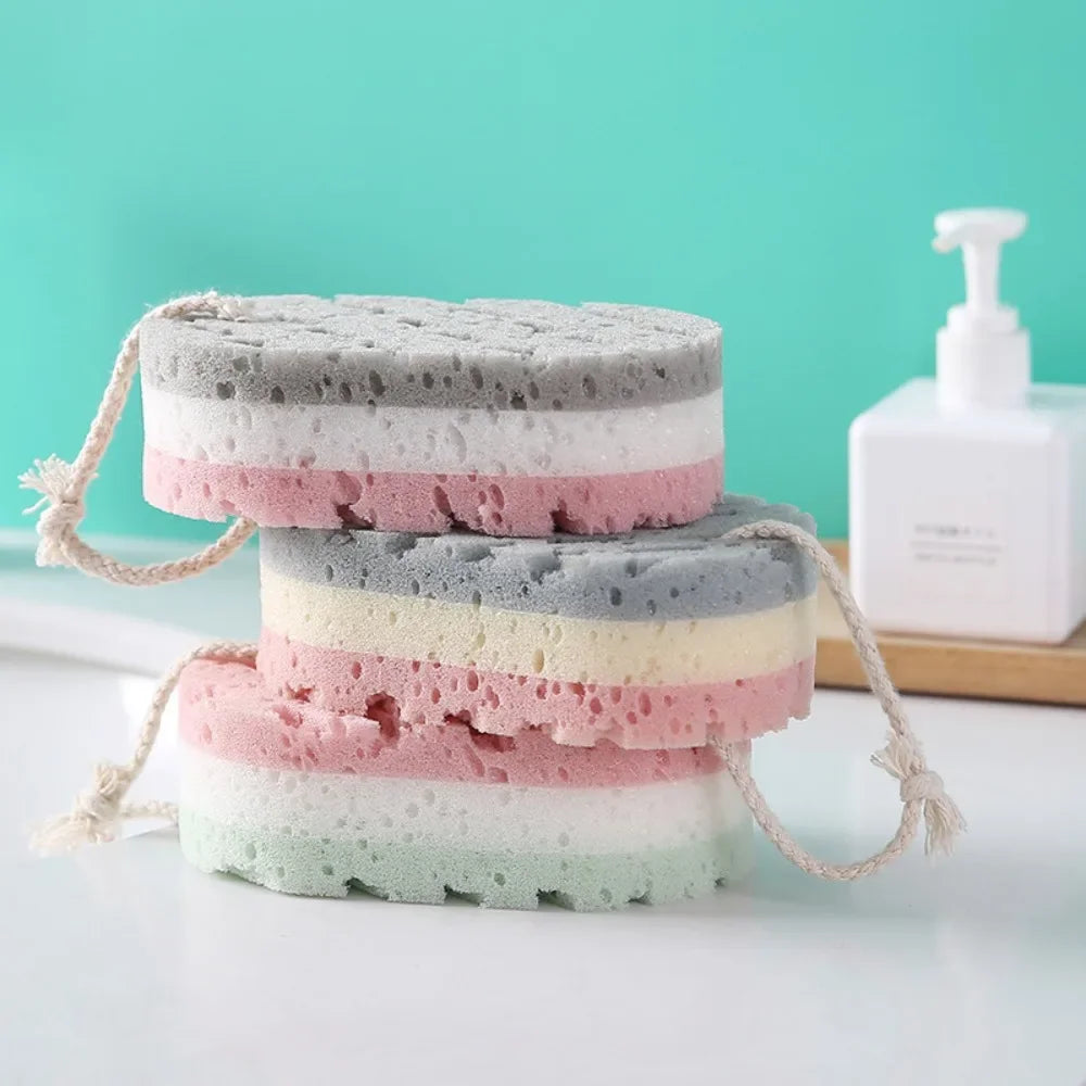 3 Layer Sponge Bath Towel Body Scrub Massage Brush Deep Cleaning Washcloth Skin Scrubber Exfoliating Skincare Shower Accessories