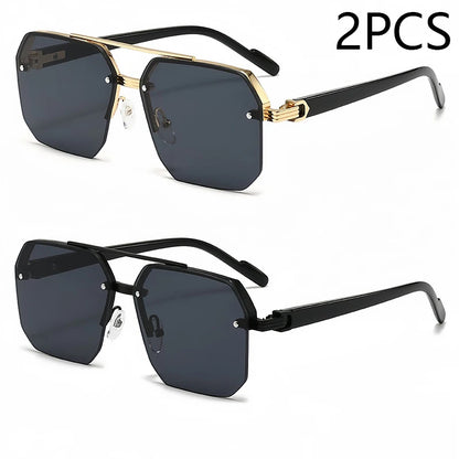 New Men's Metal Sunglasses Square Half Frame Rice Nails Casual Trend Personality Retro Fashion Outdoor Sports Eyeglasses