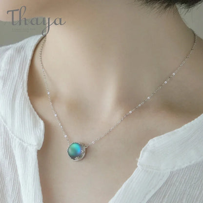 Thaya 55cm Aurora Pendant Necklace Fashion Crystal Chorker Gemstone S925 Silver Necklace for Women Elegant Jewelry for Party