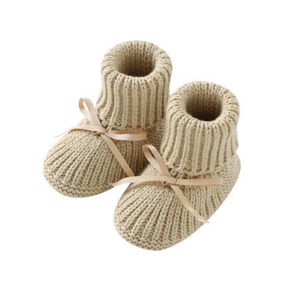 Baby Shoes Gloves Hat Sets Knitted 3PC Infant Kid Bed Boots  Slip-On Mittens Bonnet Handmade 0-18M Newborn Girl Boy Clothes Warm