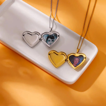 Custom Heart Picture Necklaces For Women Stainless Steel Gold Color Family Photo Pendant Necklace Fashion Birthday Jewelry Gifts