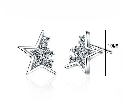 Star Moissanite Stud Earrings 5mm D Color VVS1 Round Cut Lab Diamond GRA Certified 925 Sterling Silve Simple Earring For Women