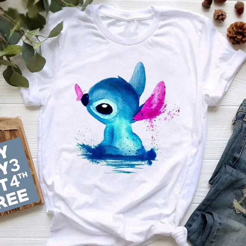 stitch T Shirt Women Summer Tops Cartoon