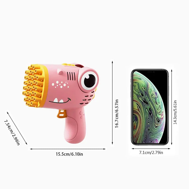 40 Hole Dinosaur Bubble Handheld Bubble Machine, Electric Bubble Gun Outdoor Wedding Party Toy(without Bubble Water)