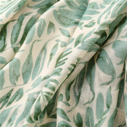 Green Leaves Prints Travel Scarf Women Luxury Long Beach Scarves Shawls for Lady Decor Shawl Hijab Scarves with Tassel 2023