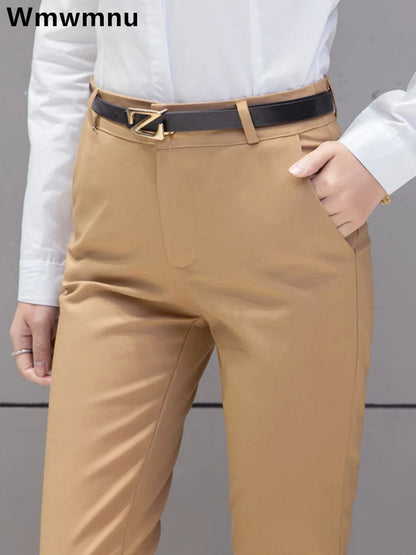 Slim Skinny High Waist Elastic Pencil Pants Overiszed 75kg Women Ankle-length Trousers Casual Spring 2024 Office Formal Pantalon