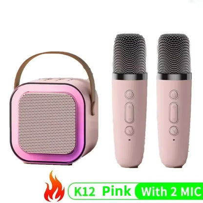 Bluetooth K12 Karaoke Machine Portable 5.3 PA Speaker System with 1-2 Wireless Microphones Home Family Singing Children's Gifts