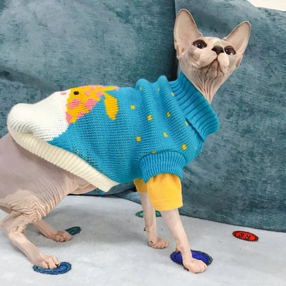 Cute Cat Sweater Costume Winter Warm Pet Clothes for Cats Katten Sphynx Pullover Mascotas Clothing Gatos Products for Animals