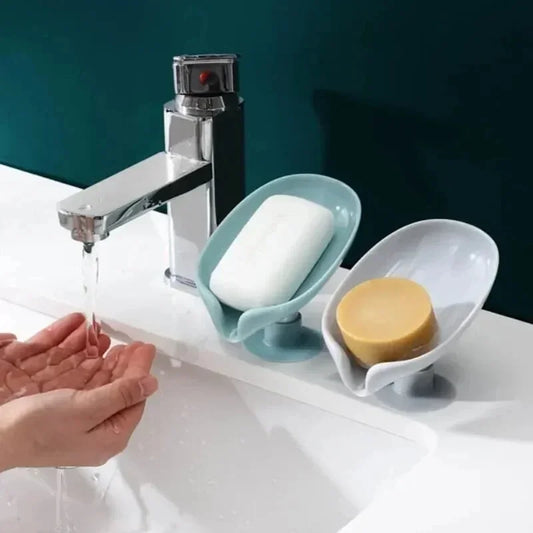 1/2pcs Drain Soap Holder Leaf Shape Soap Box Suction Cup Tray Drying Rack for Shower Sponge Container Kitchen Bathroom