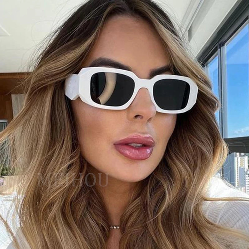 Vintage Women's Rectangle Sunglasses 2024 Trends Brand Square White Big Frame Sun Glasses Female Oculos Lunette De Soleil