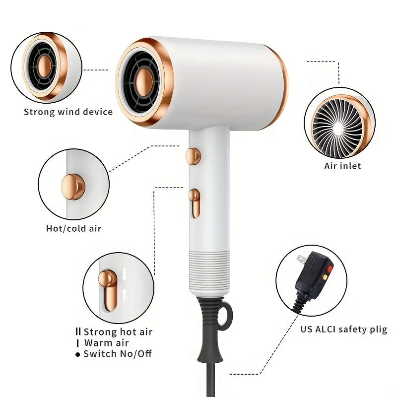 Powerful Ionic Hair Dryer With Diffuser - 2 Speeds, 3 Heating And Cooling Buttons