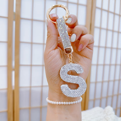 Sparkling Rhinestone Alphabet Keychain - Lucky Crystal Pendant, Shiny Alloy Charm For Bags & Backpacks - Perfect Gift For Birthdays & Special Occasions