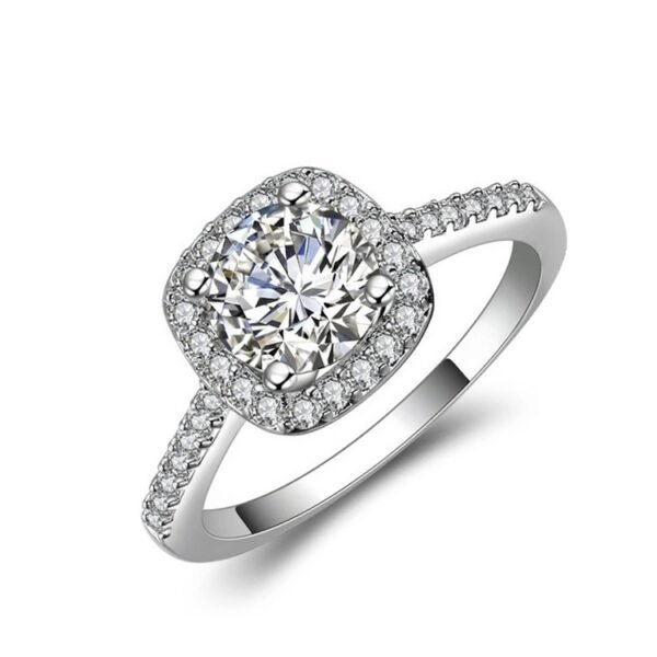 Women's Beautiful Square Diamond Alloy Ring - Image 5