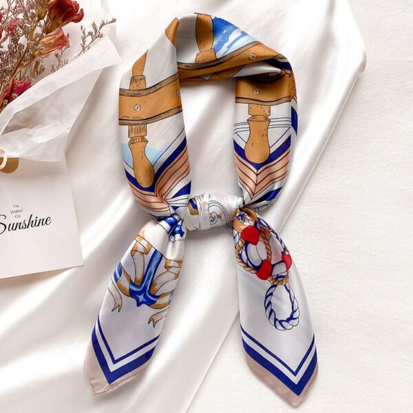 Striped Small Square Silk Scarf Fashion - Image 7