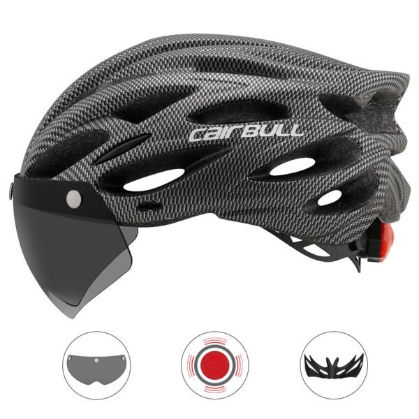 Road mountain bike riding helmet with lens and brim taillight - Image 6