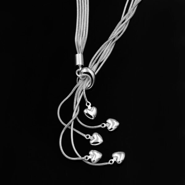 Silver Plated Necklace Five Snake Bone Heart Necklaces - Image 4