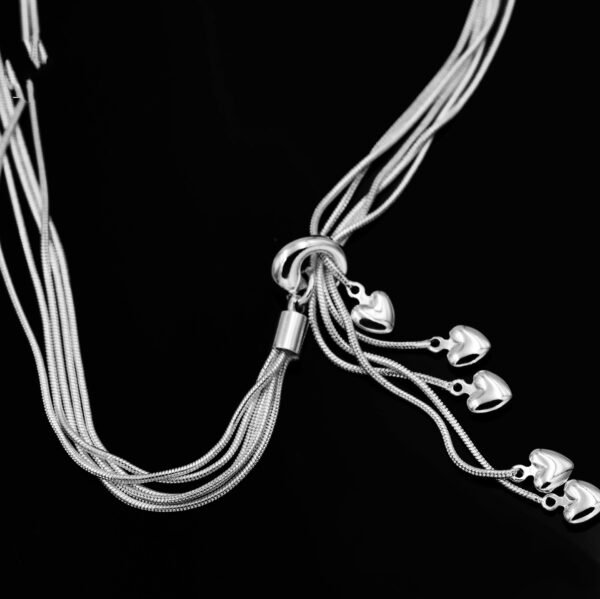Silver Plated Necklace Five Snake Bone Heart Necklaces - Image 2