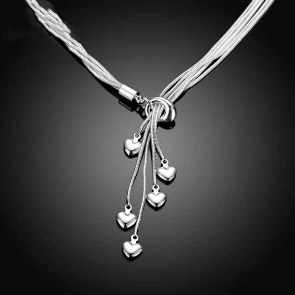 Silver Plated Necklace Five Snake Bone Heart Necklaces - Image 6