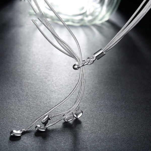 Silver Plated Necklace Five Snake Bone Heart Necklaces - Image 5