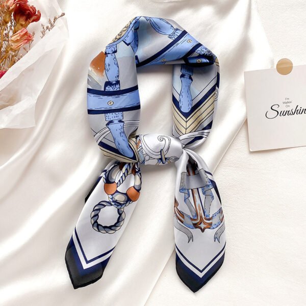 Striped Small Square Silk Scarf Fashion - Image 3