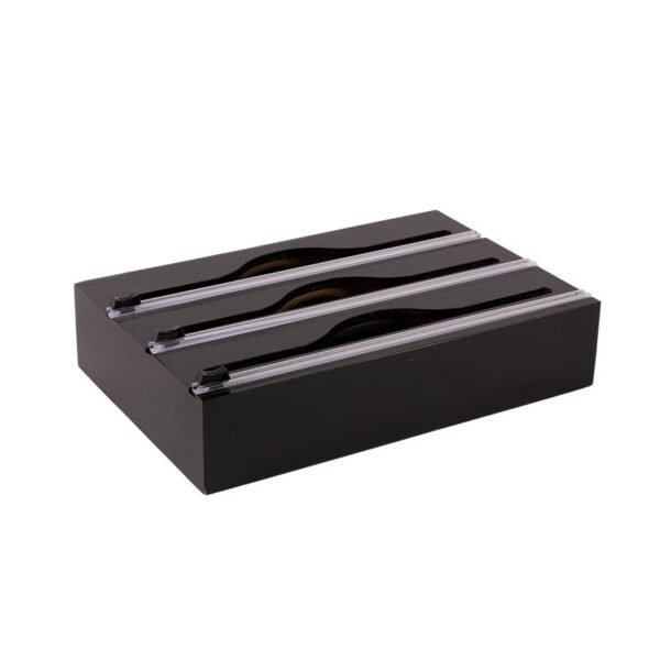 3 In 1 Bamboo Wrap Organizer With Cutter And Labels, Plastic Wrap Aluminum Foil And Wax Dispenser For Kitchen - Image 2