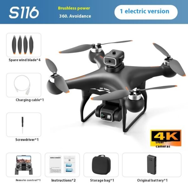 S116 Brushless UAV Four-side Obstacle Avoidance Aerial Photography HD Toy - Image 2