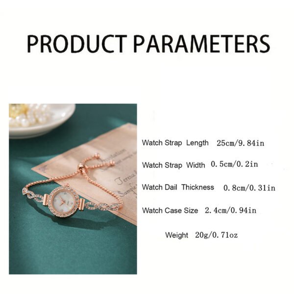 New Fashion Diamond Round Women's Watch Adjustable Bracelet Watch Women's Quartz Watch - Image 3