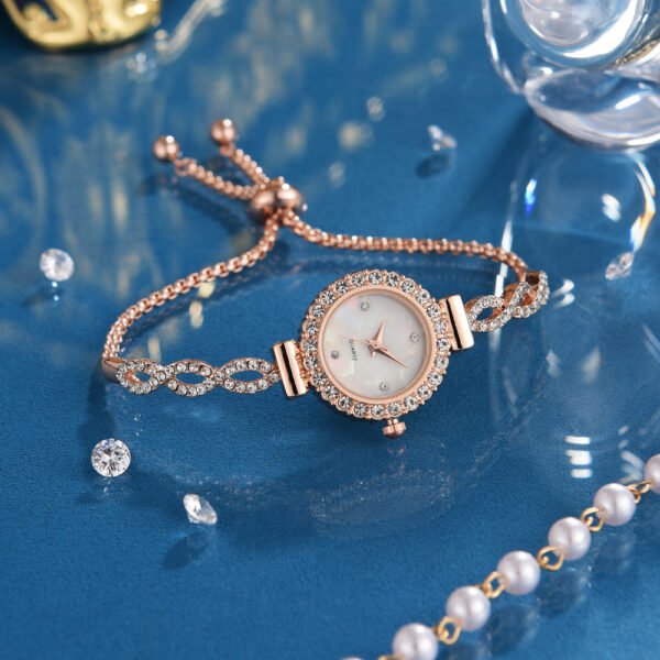 New Fashion Diamond Round Women's Watch Adjustable Bracelet Watch Women's Quartz Watch - Image 6