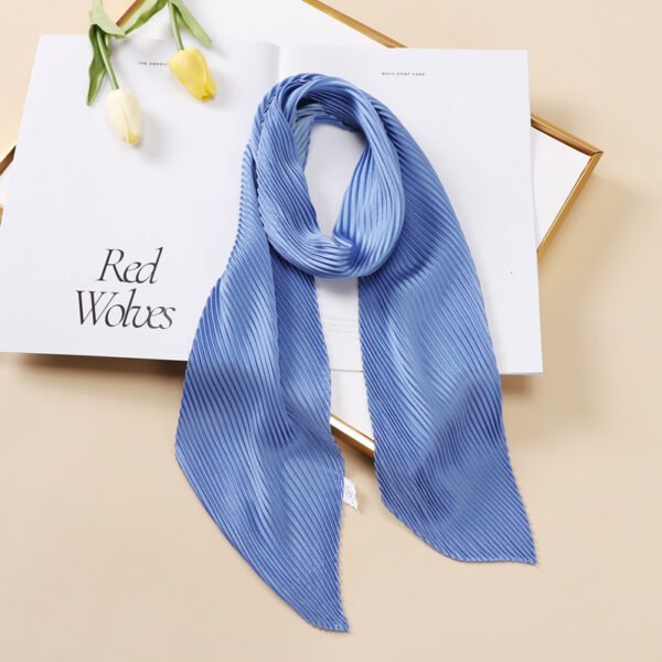Color Blocking Small Ribbon Scarf Women's Pleated Hair Band - Image 7
