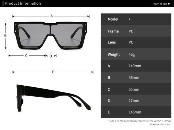 Oversized One Lens Square Sunglasses Fashion Men Women - Image 4