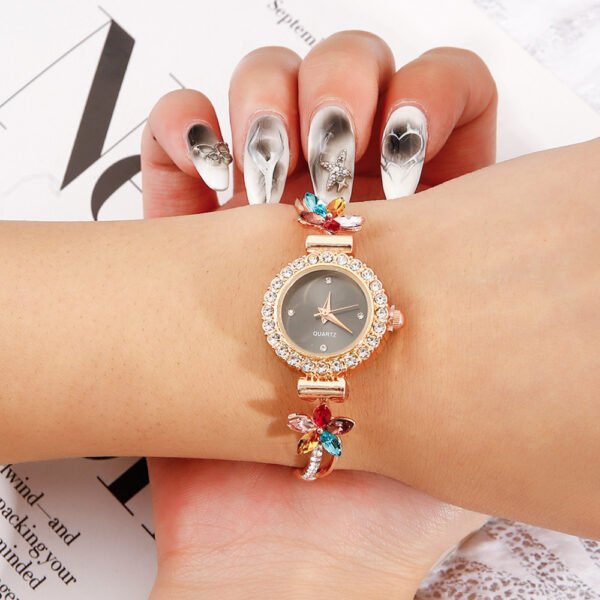 New Fashion Diamond Round Women's Watch Adjustable Bracelet Watch Women's Quartz Watch - Image 4