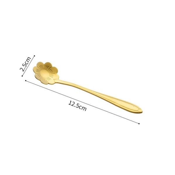 Stainless Steel Korean Spoon Long Handle Cherry Blossom Stirring - Image 4